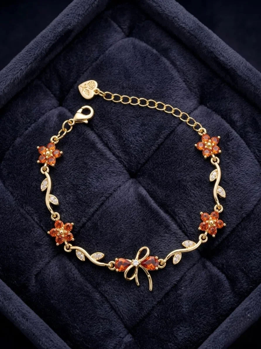 Amber Blossom Bow Bracelet