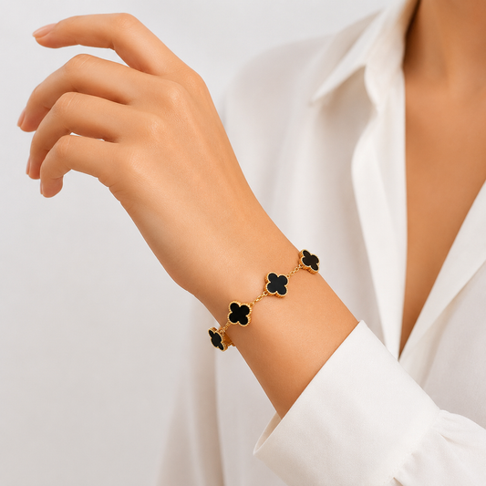 Midnight Clover Chain Bracelet