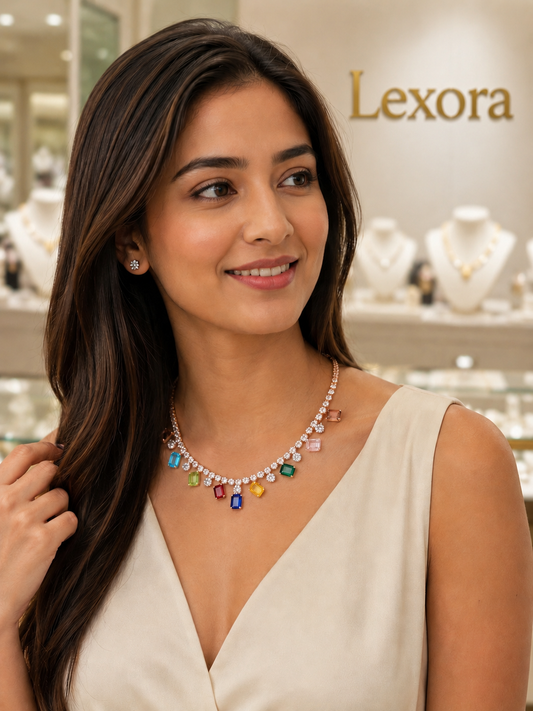 Lexora Aurora Gemstone Necklace
