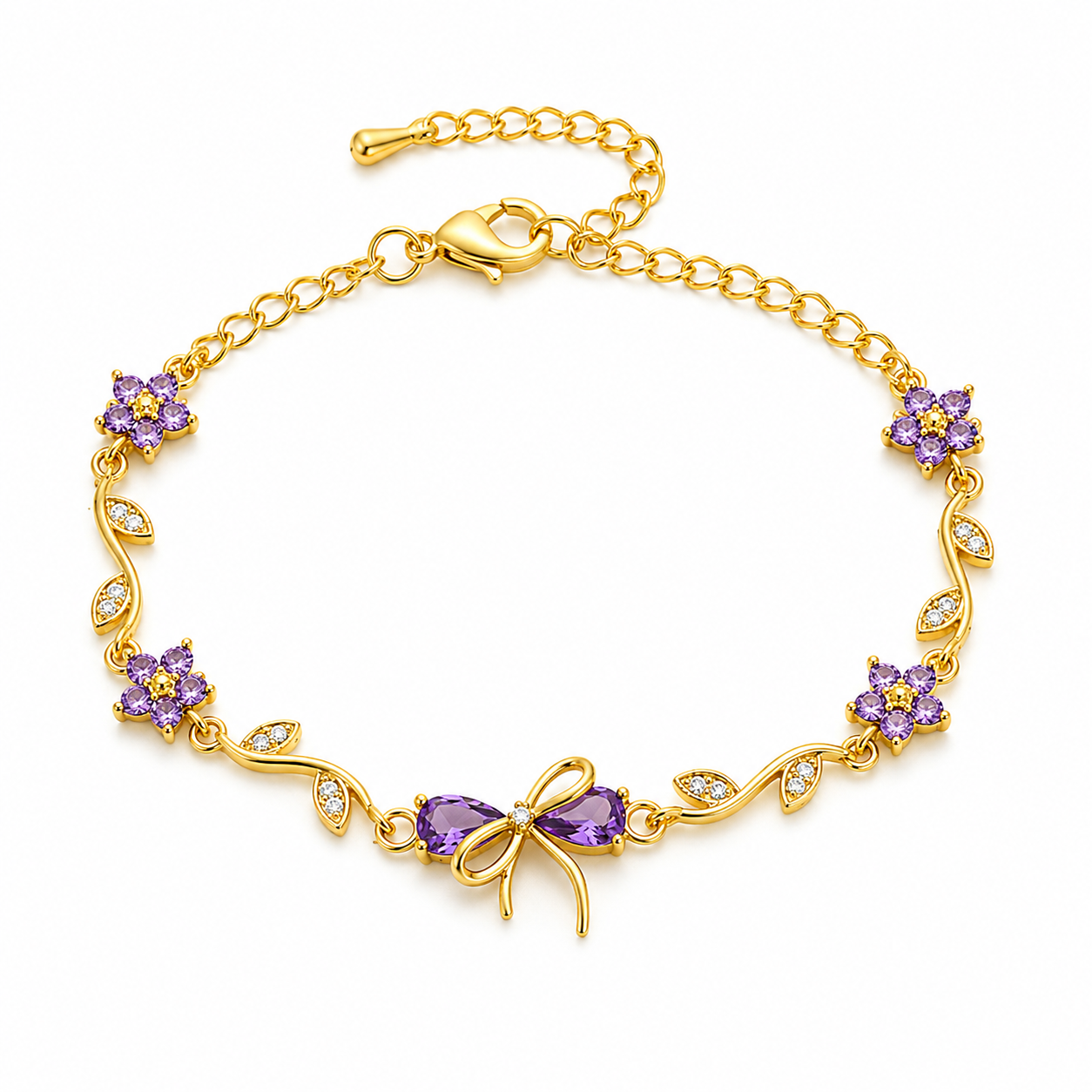 Lavender Bloom Charm Bracelet