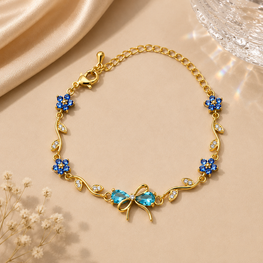Azure Blossom Bow Bracelet