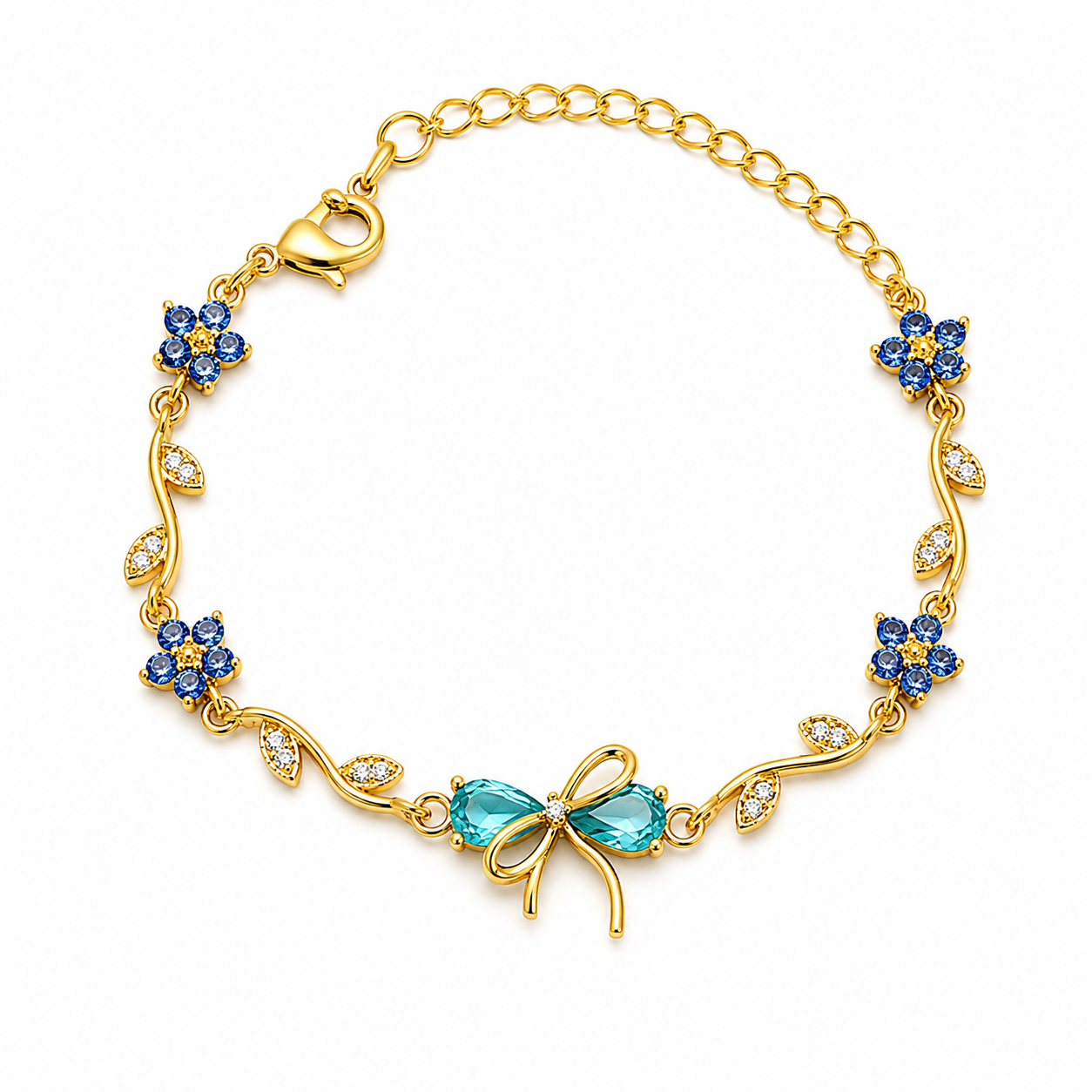 Azure Blossom Bow Bracelet