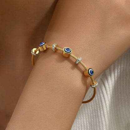 24K Gold-Plated Finish Evil Eye Charm Bracelet