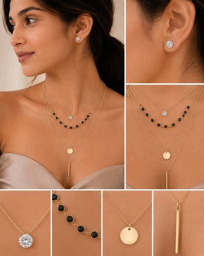 Celeste Layered Charm Necklace Set