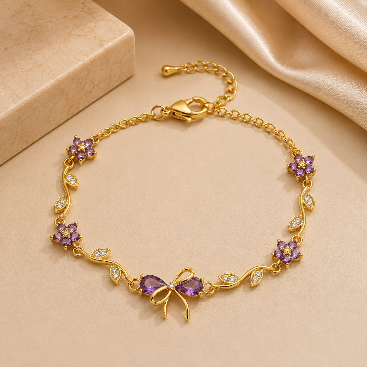 Lavender Bloom Charm Bracelet