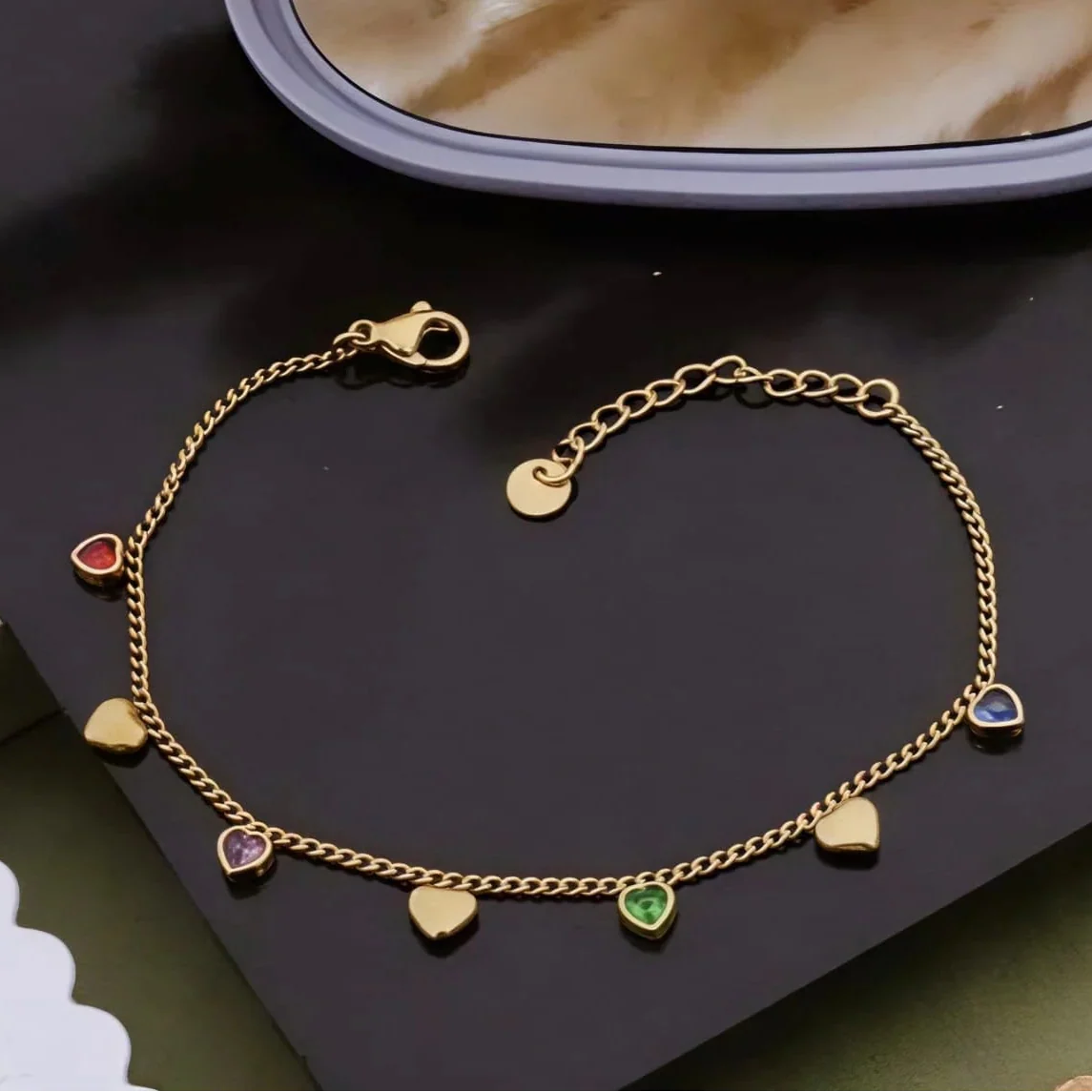 Rainbow Hearts Anti-Tarnish Bracelet