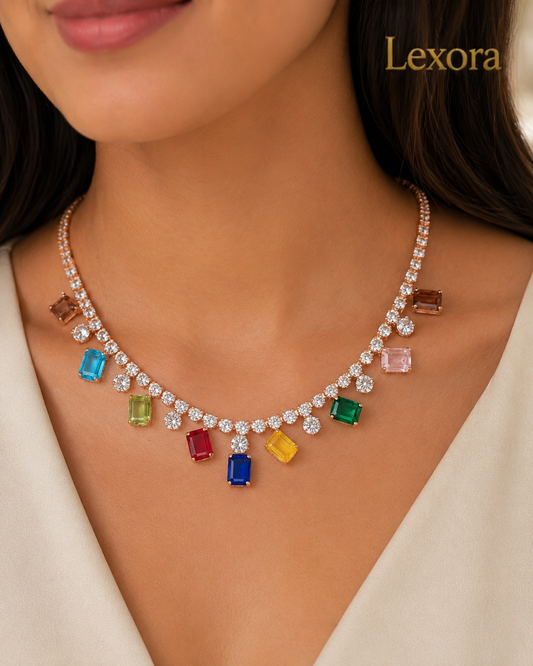 Lexora Aurora Gemstone Necklace