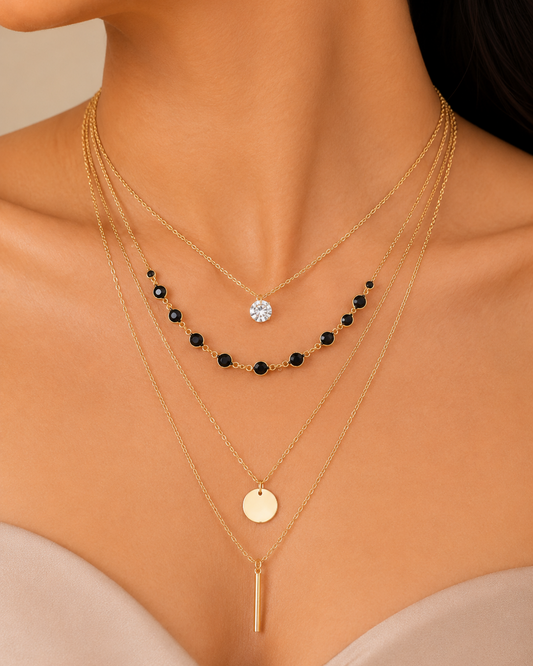 Celeste Layered Charm Necklace Set